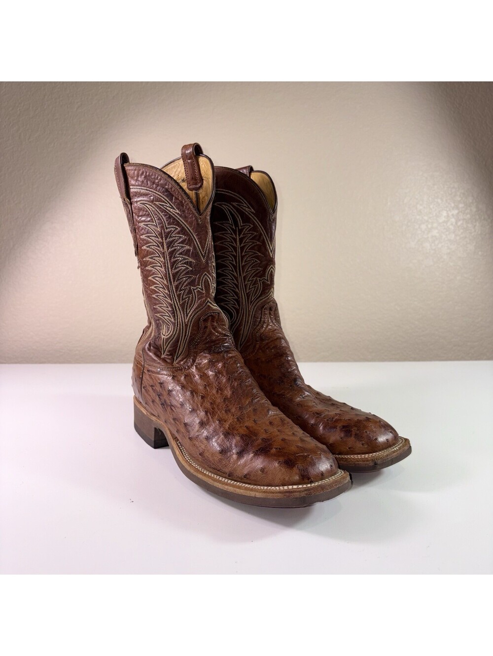 Lucchese 2000 Men’s 11.5 D Brown Full Quill Ostrich Exotic Cowboy Western Boots